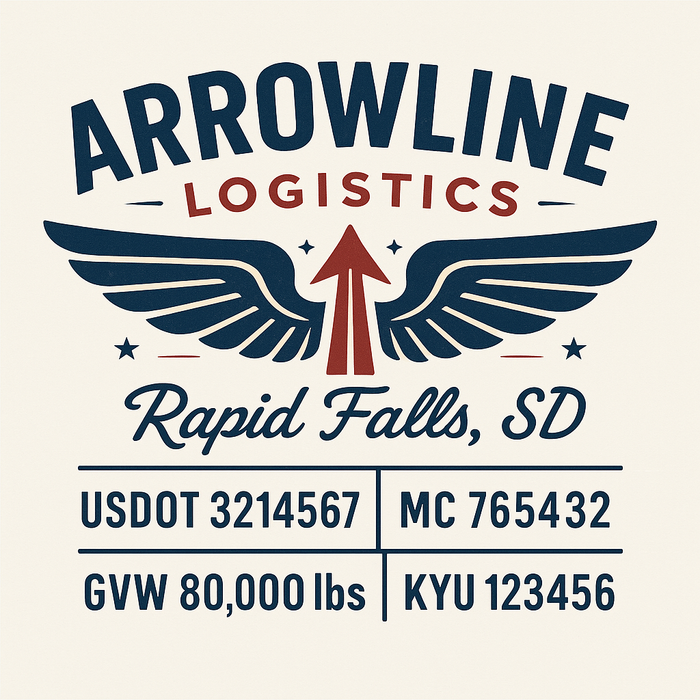 Custom Truck Door Decal Sticker Sign For Trucking, Transport, Logistics, Work Trucks, Semi Trucks With USDOT, MC, CA, KYU, VIN, GVW Regulation Numbers (Set of 2)