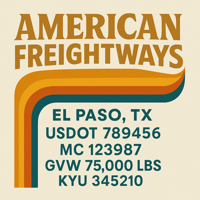 Custom Truck Door Decal Sticker Sign For Trucking, Transport, Logistics, Work Trucks, Semi Trucks With USDOT, MC, CA, KYU, VIN, GVW Regulation Numbers (Set of 2)