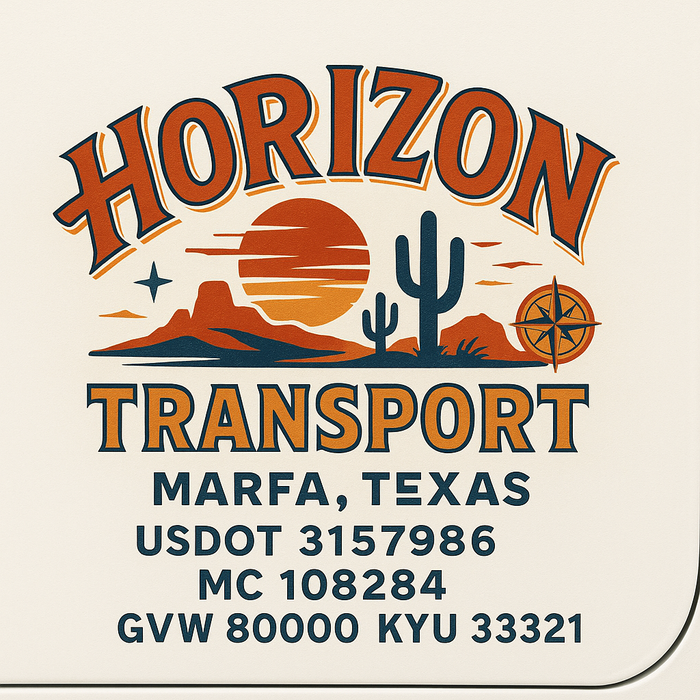 Custom Truck Door Decal Sticker Sign For Trucking, Transport, Logistics, Work Trucks, Semi Trucks With USDOT, MC, CA, KYU, VIN, GVW Regulation Numbers (Set of 2)