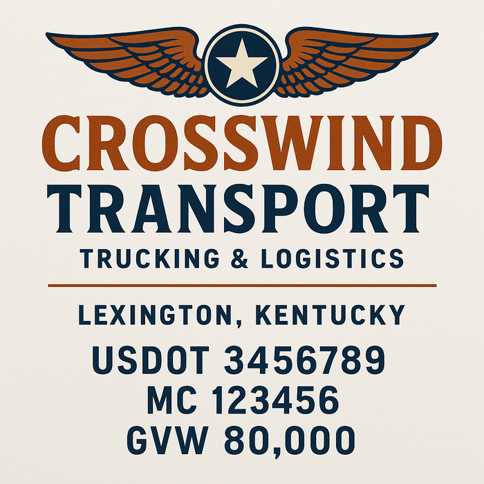 Custom Truck Door Decal Sticker Sign For Trucking, Transport, Logistics, Work Trucks, Semi Trucks With USDOT, MC, CA, KYU, VIN, GVW Regulation Numbers (Set of 2)