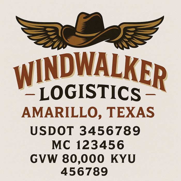 Custom Truck Door Decal Sticker Sign For Trucking, Transport, Logistics, Work Trucks, Semi Trucks With USDOT, MC, CA, KYU, VIN, GVW Regulation Numbers (Set of 2)