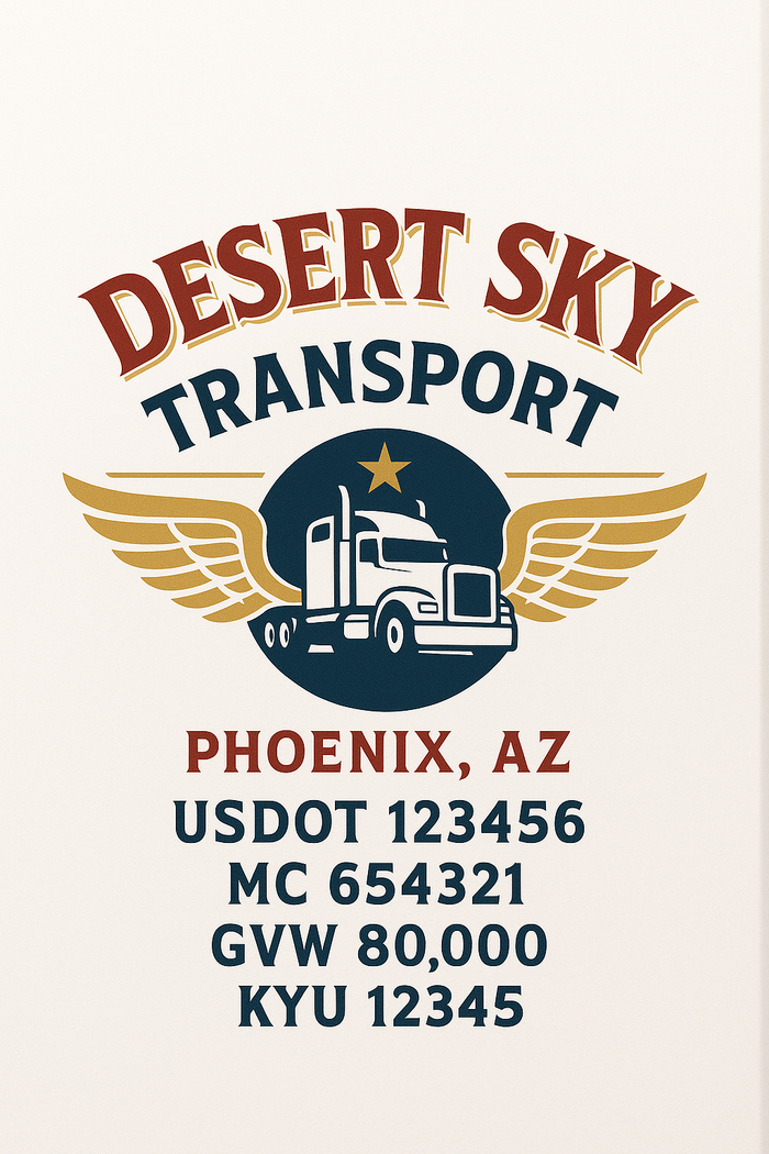 Custom Truck Door Decal Sticker Sign For Trucking, Transport, Logistics, Work Trucks, Semi Trucks With USDOT, MC, CA, KYU, VIN, GVW Regulation Numbers (Set of 2)