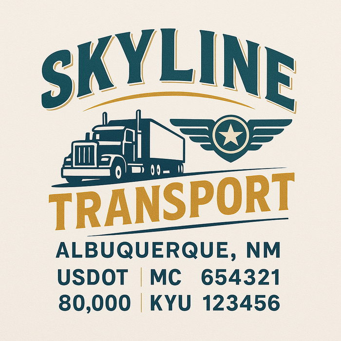 Custom Truck Door Decal Sticker Sign For Trucking, Transport, Logistics, Work Trucks, Semi Trucks With USDOT, MC, CA, KYU, VIN, GVW Regulation Numbers (Set of 2)