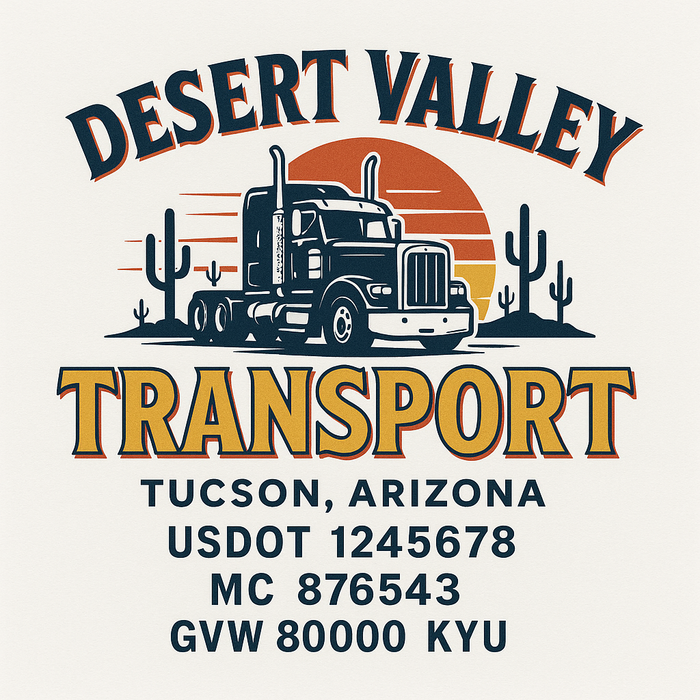 Custom Truck Door Decal Sticker Sign For Trucking, Transport, Logistics, Work Trucks, Semi Trucks With USDOT, MC, CA, KYU, VIN, GVW Regulation Numbers (Set of 2)