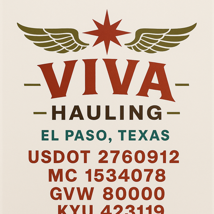 Custom Truck Door Decal Sticker Sign For Trucking, Transport, Logistics, Work Trucks, Semi Trucks With USDOT, MC, CA, KYU, VIN, GVW Regulation Numbers (Set of 2)