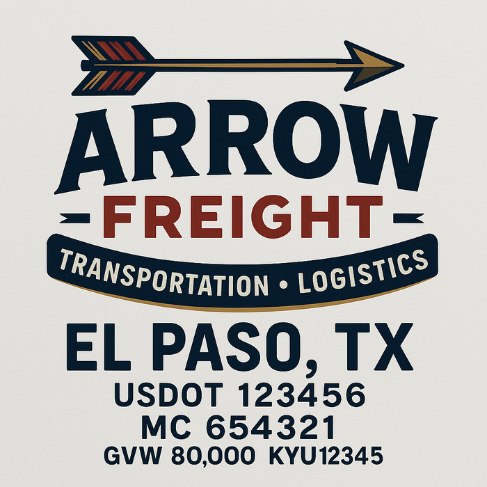 Custom Truck Door Decal Sticker Sign For Trucking, Transport, Logistics, Work Trucks, Semi Trucks With USDOT, MC, CA, KYU, VIN, GVW Regulation Numbers (Set of 2)