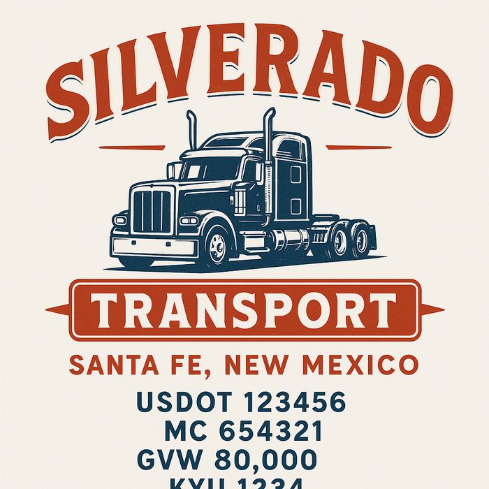 Custom Truck Door Decal Sticker Sign For Trucking, Transport, Logistics, Work Trucks, Semi Trucks With USDOT, MC, CA, KYU, VIN, GVW Regulation Numbers (Set of 2)