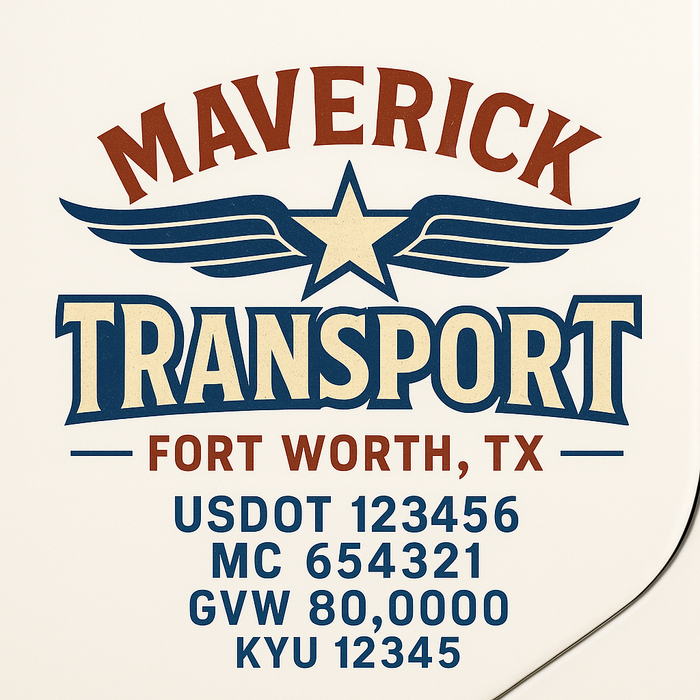 Custom Truck Door Decal Sticker Sign For Trucking, Transport, Logistics, Work Trucks, Semi Trucks With USDOT, MC, CA, KYU, VIN, GVW Regulation Numbers (Set of 2)