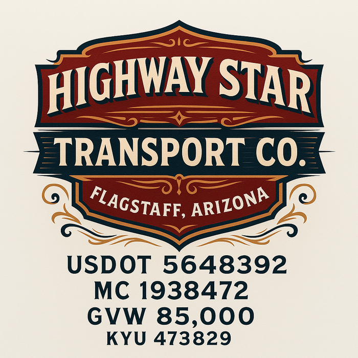 Custom Truck Door Decal Sticker Sign For Trucking, Transport, Logistics, Work Trucks, Semi Trucks With USDOT, MC, CA, KYU, VIN, GVW Regulation Numbers (Set of 2)