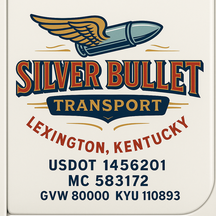 Custom Truck Door Decal Sticker Sign For Trucking, Transport, Logistics, Work Trucks, Semi Trucks With USDOT, MC, CA, KYU, VIN, GVW Regulation Numbers (Set of 2)