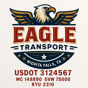 Custom Truck Door Decal Sticker Sign For Trucking, Transport, Logistics, Work Trucks, Semi Trucks With USDOT, MC, CA, KYU, VIN, GVW Regulation Numbers (Set of 2)
