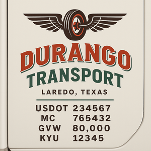 Custom Truck Door Decal Sticker Sign For Trucking, Transport, Logistics, Work Trucks, Semi Trucks With USDOT, MC, CA, KYU, VIN, GVW Regulation Numbers (Set of 2)