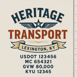 Custom Truck Door Decal Sticker Sign For Trucking, Transport, Logistics, Work Trucks, Semi Trucks With USDOT, MC, CA, KYU, VIN, GVW Regulation Numbers (Set of 2)