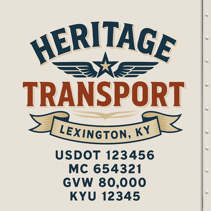 Custom Truck Door Decal Sticker Sign For Trucking, Transport, Logistics, Work Trucks, Semi Trucks With USDOT, MC, CA, KYU, VIN, GVW Regulation Numbers (Set of 2)