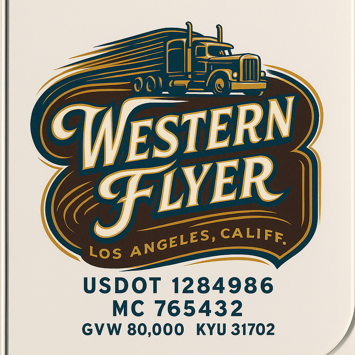 Custom Truck Door Decal Sticker Sign For Trucking, Transport, Logistics, Work Trucks, Semi Trucks With USDOT, MC, CA, KYU, VIN, GVW Regulation Numbers (Set of 2)