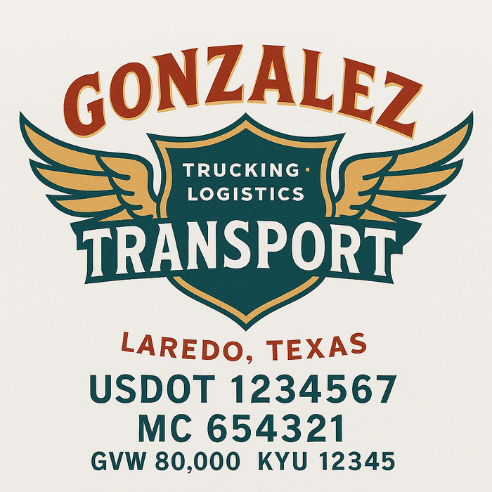 Custom Truck Door Decal Sticker Sign For Trucking, Transport, Logistics, Work Trucks, Semi Trucks With USDOT, MC, CA, KYU, VIN, GVW Regulation Numbers (Set of 2)