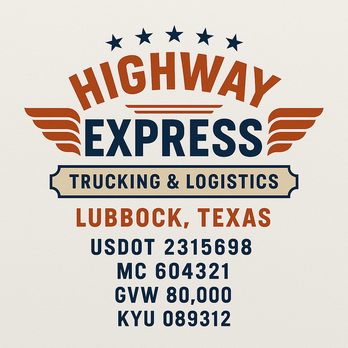 Custom Truck Door Decal Sticker Sign For Trucking, Transport, Logistics, Work Trucks, Semi Trucks With USDOT, MC, CA, KYU, VIN, GVW Regulation Numbers (Set of 2)
