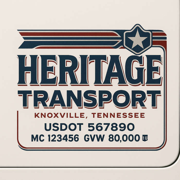 Custom Truck Door Decal Sticker Sign For Trucking, Transport, Logistics, Work Trucks, Semi Trucks With USDOT, MC, CA, KYU, VIN, GVW Regulation Numbers (Set of 2)
