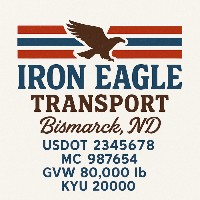 Custom Truck Door Decal Sticker Sign For Trucking, Transport, Logistics, Work Trucks, Semi Trucks With USDOT, MC, CA, KYU, VIN, GVW Regulation Numbers (Set of 2) (Copy)