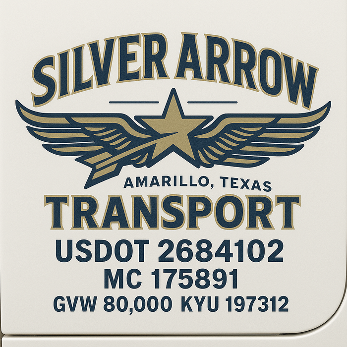 Custom Truck Door Decal Sticker Sign For Trucking, Transport, Logistics, Work Trucks, Semi Trucks With USDOT, MC, CA, KYU, VIN, GVW Regulation Numbers (Set of 2)