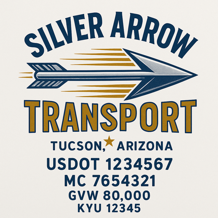 Custom Truck Door Decal Sticker Sign For Trucking, Transport, Logistics, Work Trucks, Semi Trucks With USDOT, MC, CA, KYU, VIN, GVW Regulation Numbers (Set of 2)