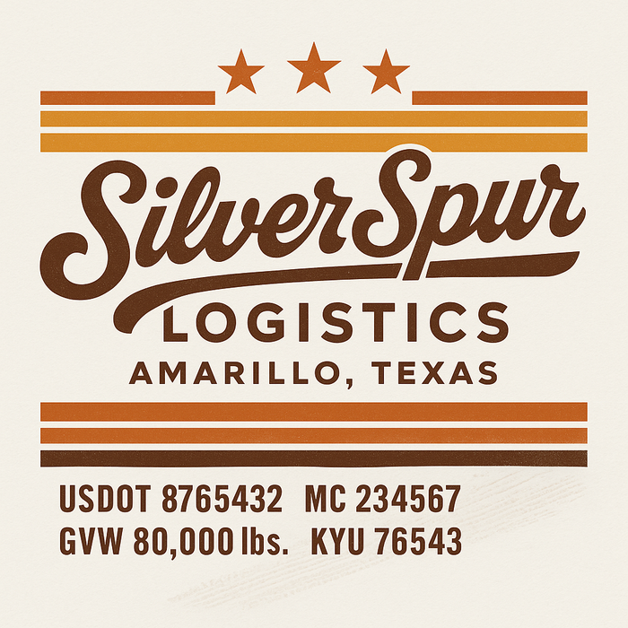Custom Truck Door Decal Sticker Sign For Trucking, Transport, Logistics, Work Trucks, Semi Trucks With USDOT, MC, CA, KYU, VIN, GVW Regulation Numbers (Set of 2)