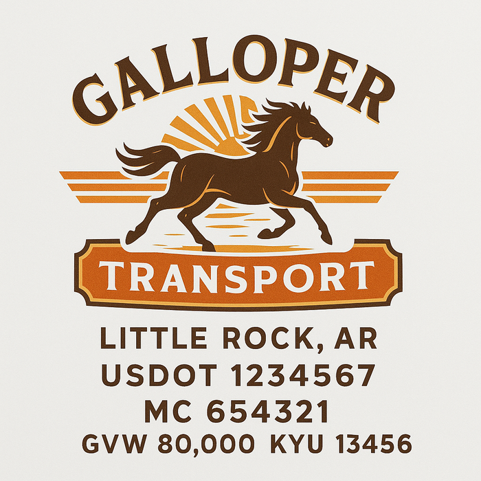 Custom Truck Door Decal Sticker Sign For Trucking, Transport, Logistics, Work Trucks, Semi Trucks With USDOT, MC, CA, KYU, VIN, GVW Regulation Numbers (Set of 2)