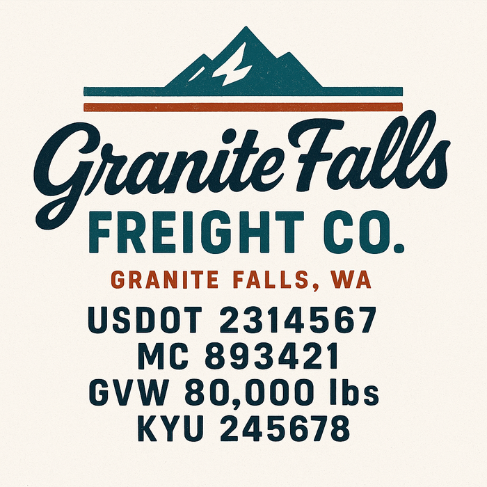 Custom Truck Door Decal Sticker Sign For Trucking, Transport, Logistics, Work Trucks, Semi Trucks With USDOT, MC, CA, KYU, VIN, GVW Regulation Numbers (Set of 2)