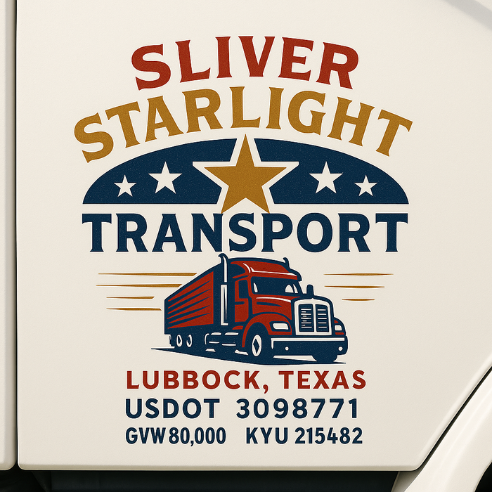 Custom Truck Door Decal Sticker Sign For Trucking, Transport, Logistics, Work Trucks, Semi Trucks With USDOT, MC, CA, KYU, VIN, GVW Regulation Numbers (Set of 2)