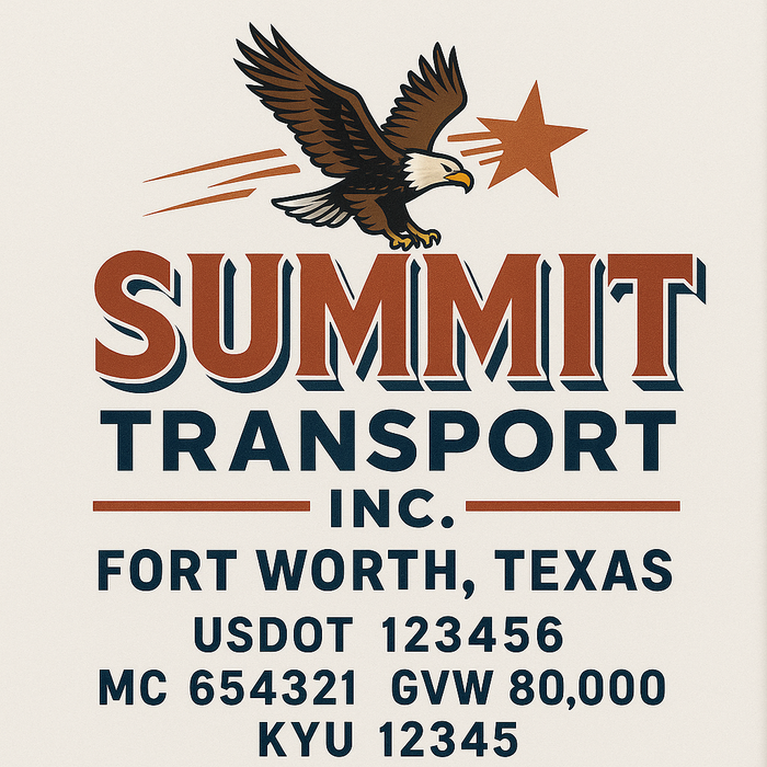 Custom Truck Door Decal Sticker Sign For Trucking, Transport, Logistics, Work Trucks, Semi Trucks With USDOT, MC, CA, KYU, VIN, GVW Regulation Numbers (Set of 2)