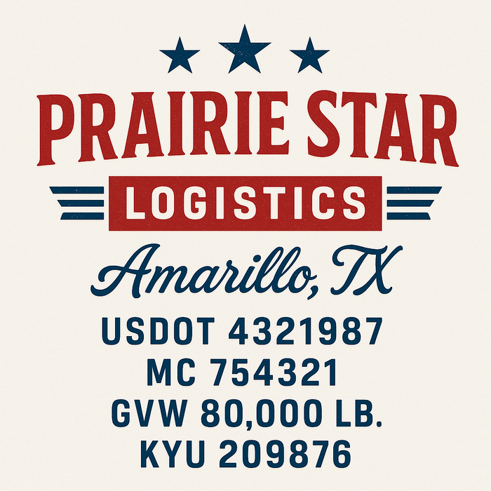 Custom Truck Door Decal Sticker Sign For Trucking, Transport, Logistics, Work Trucks, Semi Trucks With USDOT, MC, CA, KYU, VIN, GVW Regulation Numbers (Set of 2)