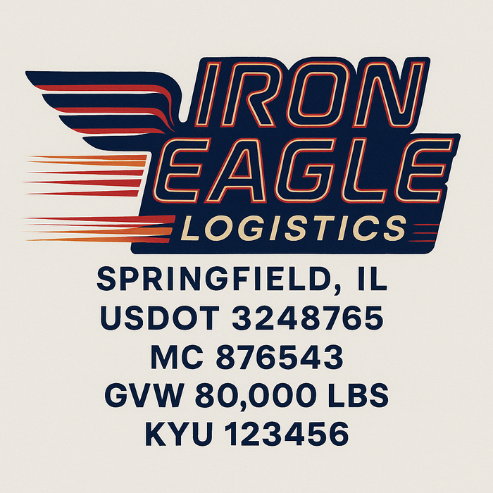 Custom Truck Door Decal Sticker Sign For Trucking, Transport, Logistics, Work Trucks, Semi Trucks With USDOT, MC, CA, KYU, VIN, GVW Regulation Numbers (Set of 2)