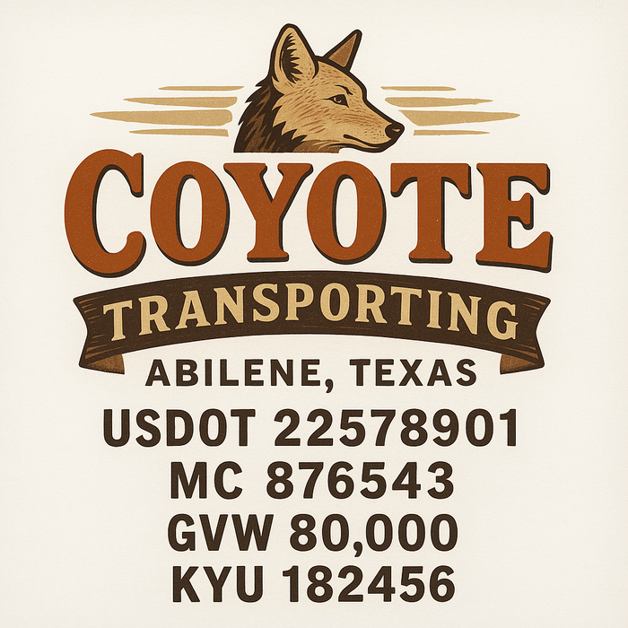 Custom Truck Door Decal Sticker Sign For Trucking, Transport, Logistics, Work Trucks, Semi Trucks With USDOT, MC, CA, KYU, VIN, GVW Regulation Numbers (Set of 2)