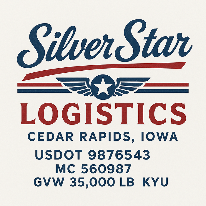 Custom Truck Door Decal Sticker Sign For Trucking, Transport, Logistics, Work Trucks, Semi Trucks With USDOT, MC, CA, KYU, VIN, GVW Regulation Numbers (Set of 2)