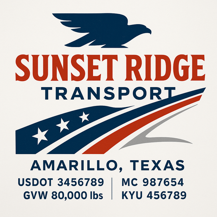Custom Truck Door Decal Sticker Sign For Trucking, Transport, Logistics, Work Trucks, Semi Trucks With USDOT, MC, CA, KYU, VIN, GVW Regulation Numbers (Set of 2)