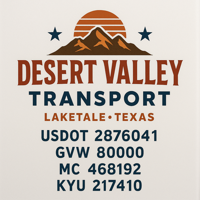 Custom Truck Door Decal Sticker Sign For Trucking, Transport, Logistics, Work Trucks, Semi Trucks With USDOT, MC, CA, KYU, VIN, GVW Regulation Numbers (Set of 2)