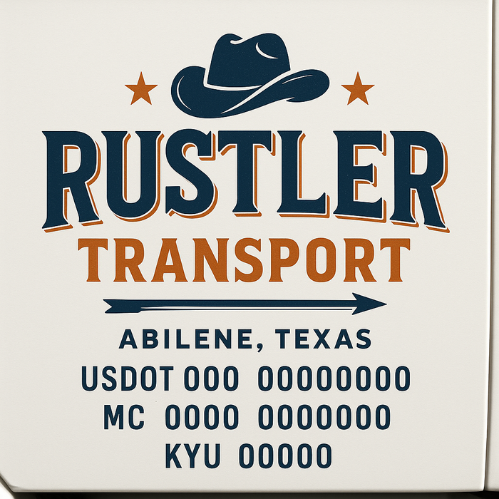 Custom Truck Door Decal Sticker Sign For Trucking, Transport, Logistics, Work Trucks, Semi Trucks With USDOT, MC, CA, KYU, VIN, GVW Regulation Numbers (Set of 2)