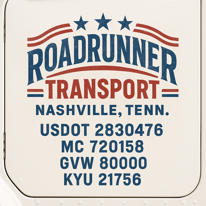 Custom Truck Door Decal Sticker Sign For Trucking, Transport, Logistics, Work Trucks, Semi Trucks With USDOT, MC, CA, KYU, VIN, GVW Regulation Numbers (Set of 2)