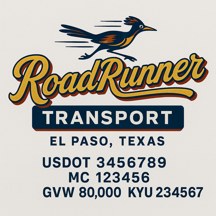 Custom Truck Door Decal Sticker Sign For Trucking, Transport, Logistics, Work Trucks, Semi Trucks With USDOT, MC, CA, KYU, VIN, GVW Regulation Numbers (Set of 2)