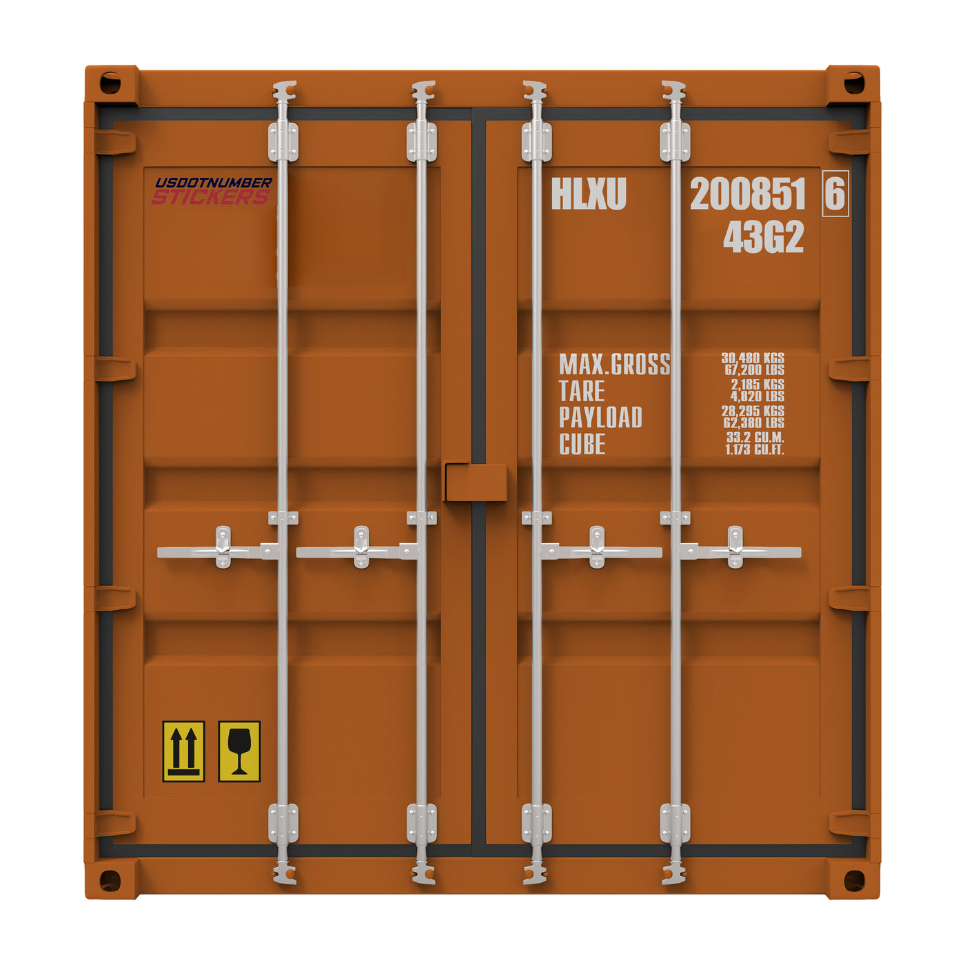 Container Id Sticker Full Shipping Container Door Identification BIC, MAX GROSS, TARE, NET ...