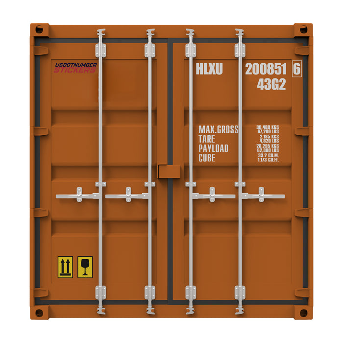 Full Shipping Container Door Identification BIC, MAX GROSS, TARE, NET & CU CAP Number Decal Stickers