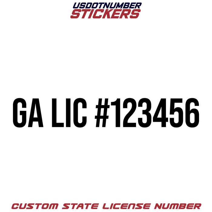 Georgia GA License # Number Regulation Decal Sticker Lettering (Set of 2)