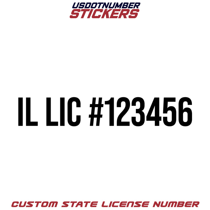 Illinois IL License # Number Regulation Decal Sticker Lettering (Set of 2)