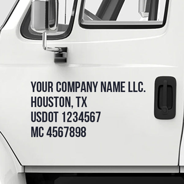 Company Name Four Line with USDOT & MC Number Sticker Decal Lettering (Set of 2)