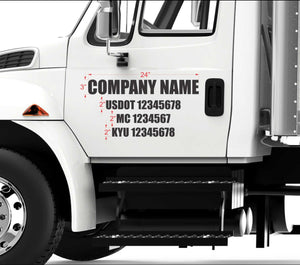 company name door decal with usdot mc kyu lettering