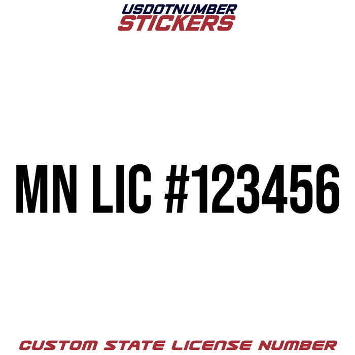 Minnesota MN License # Number Regulation Decal Sticker Lettering (Set of 2)