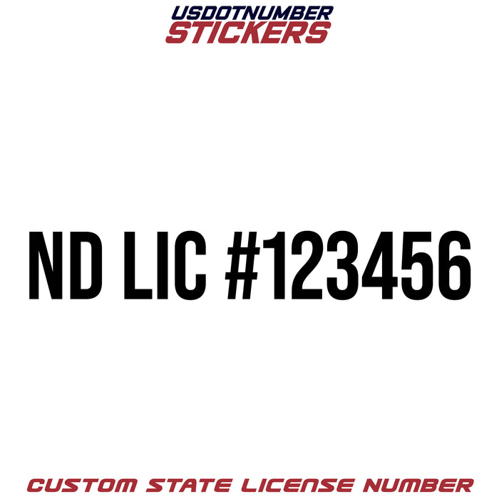 North Dakota ND License # Number Regulation Decal Sticker Lettering (Set of 2)