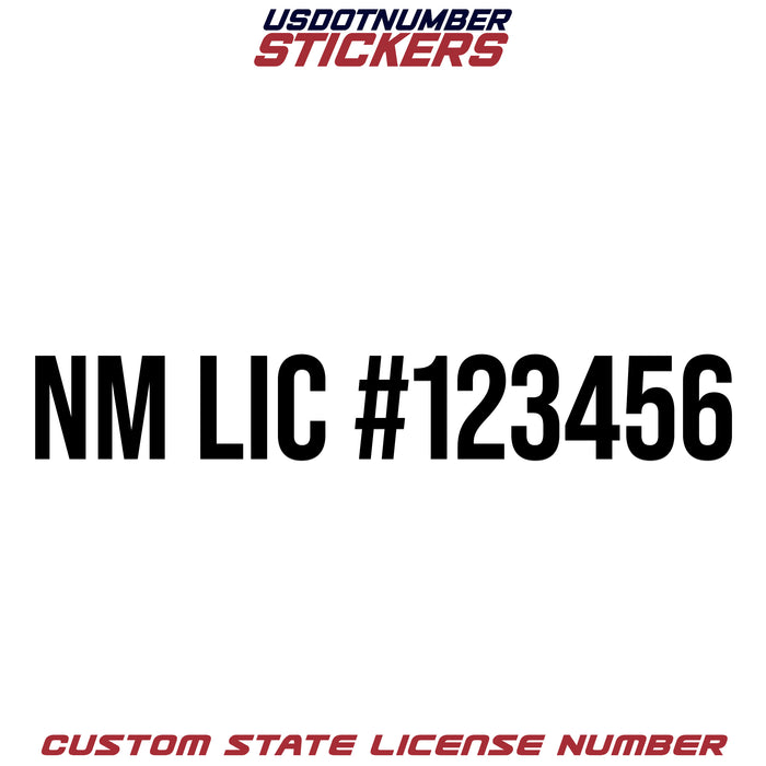 New Mexico NM License # Number Regulation Decal Sticker Lettering (Set of 2)