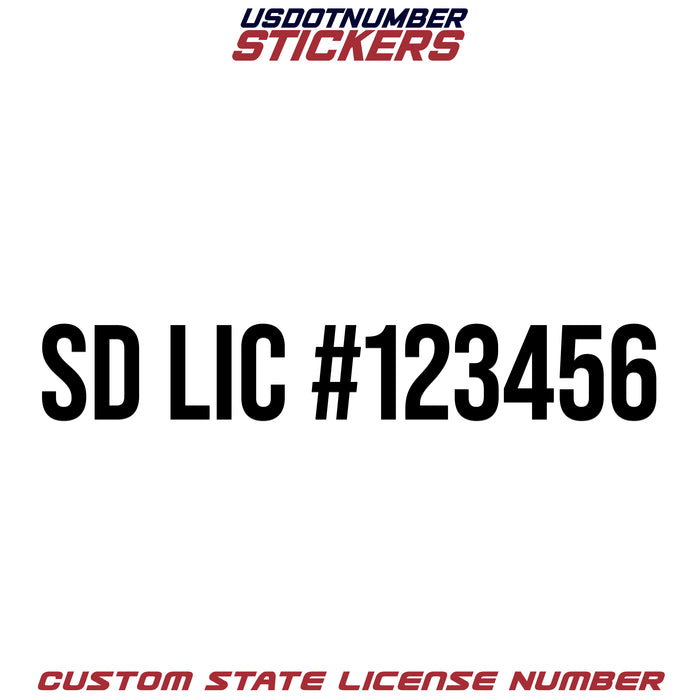 South Dakota SD License # Number Regulation Decal Sticker Lettering (Set of 2)