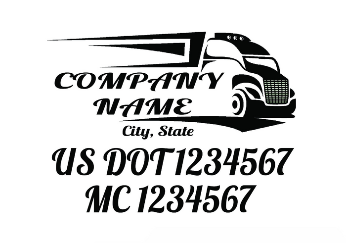Trucking Lines of Text Transport Business Name with USDOT, MC, GVW, & KYU Number Sticker Decal Lettering (Set of 2)
